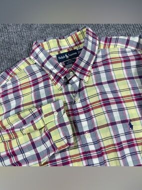 Ralph Lauren Blake Madras Shirt Men 2XL Multicolor Plaid Long Sleeve Button Down